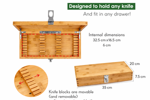 กล่องเก็บมีดไม้ไผ่พรีเมียม กล่องจัดระเบียบมีดไม้รักษ์โลก พร้อมช่องปรับได้ กล่องใส่มีดครัวที่ทนทาน - Product Image 5