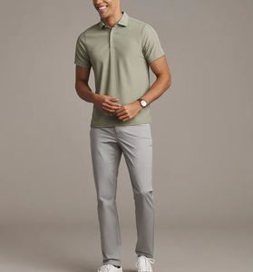 Polo T-shirt populaire en maille 65% coton, chemise de sport infroissable, fil teint à motif uni - Product Image 2