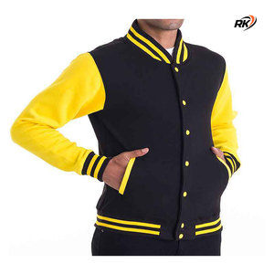 Chaqueta universitaria de béisbol de manga larga con diseños personalizados de calidad superior para hombre, venta al por mayor, tela de lona con cuello levantado, Lisa en blanco - Product Image 3