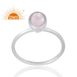 Nuevo diseño de patrón 925 anillo de piedras preciosas de cuarzo rosa Natural de plata joyería personalizada para mujer regalo para ella - Product Image 1