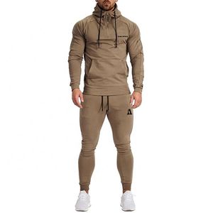 Top qualité hommes 2 pièces survêtement sport vêtements de sport hommes à capuche et pantalon de jogging ensemble décontracté pull à capuche survêtement - Product Image 1