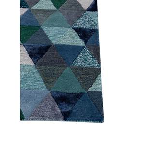 Alfombra Caliedo Azul de Lana y Viscosa Hecha a Mano, 4m de Ancho, Diseño Abstracto Geométrico a Rayas para Pasillo, para Adolescentes, 10mm, para el Hogar - Product Image 4