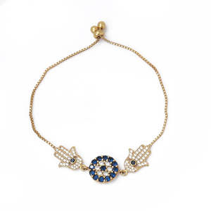 Pulsera de Cadena Corporal con Diseño de Mano de Hamsa y Ojo Turco Chapada en Oro para Mujer, Joyería de Protección - Product Image 2