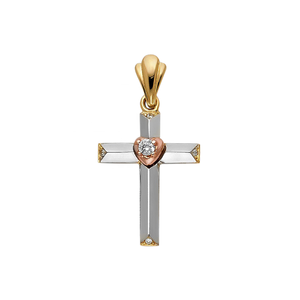 สำหรับทุกเพศจี้ไม้กางเขนชุบสามโทนส่วนใหญ่ทำจากทองเหลืองทองแดงประดับเพชรเครื่องประดับแฟชั่นสำหรับคริสเตียนผู้ชายผู้หญิงผู้หญิง - Product Image 1