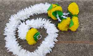 Jasmine Marigold Fusion décoration guirlandes avec fond de lys décor de jasmin mariage indien pendaison de crémaillère diwali mehndi fête au henné - Product Image 5