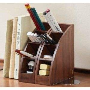 Estuche de Madera para Lápices, Caja de Almacenamiento de Papelería de Escritorio - Product Image 4