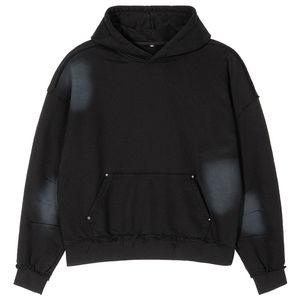 Sudadera con capucha lavada con ácido vintage de peso pesado para hombre con logotipo personalizado 100% algodón ropa de calle desgastada Boxy Crop para invierno - Product Image 4