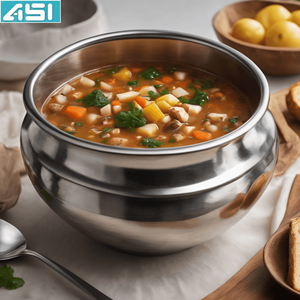 Stainless Steel Hammered Double Wall <b>Bowl</b> <b>Large</b> Metal Hammered Style Insulated <b>Bowl</b> Soup Cooked Food Salads Fruit <b>Serving</b> <b>Bowl</b> - Product Image 1