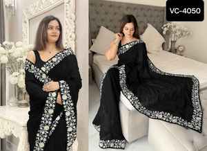 ชุดส่าหรีสำหรับผู้หญิงชุดแฟนซีใส่ไปงานปาร์ตี้ล่าสุด - Product Image 4