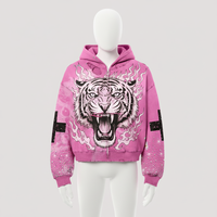 Sudadera con capucha desgastada de alta calidad para hombre, estilo Y2K, con cremallera completa, bordado personalizado, impresión DTF/DTG, corte regular, peso pesado, para invierno