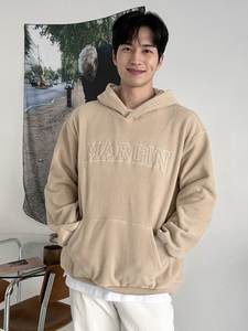 Sudadera con capucha de 100% algodón polar de 350g para hombres con bordado personalizado logotipo personalizado patrón sólido ajuste cómodo para el invierno - Product Image 6