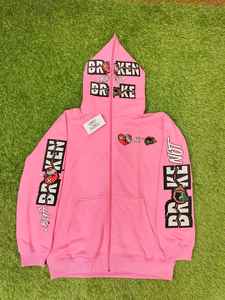 Sudadera con capucha y cremallera de cara completa de alta calidad para hombres Ropa de invierno de moda Sudadera con capucha bordada con cremallera completa - Product Image 6