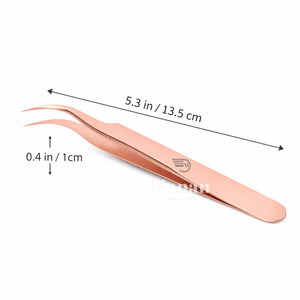 แหนบต่อขนตาแบบมืออาชีพ สีโรสโกลด์ ปลายโค้ง วัสดุสแตนเลส - Product Image 5