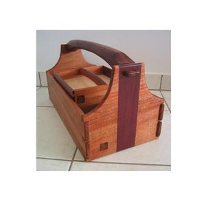 Wooden <b>caddy</b> organizer rustic farmhouse handmade box with handle for cutlery napkins condiment spice and kitchen table - Product Image 1