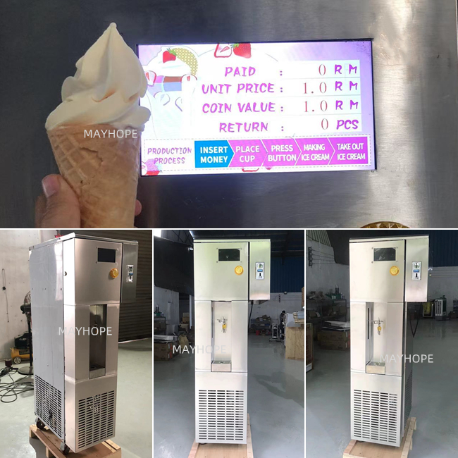 coin and token operated automatic vending soft ice cream machine