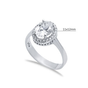 CZ Stone Oval Shape Turkish Handcrafted Wholesale 925 Sterling Silver Cluster <b>Ring</b> for Women - Product Image 2