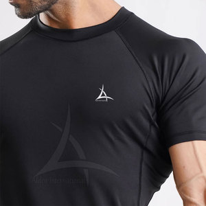 T-shirt de compression pour homme à manches courtes, style pull, uni, extensible, en spandex/polyester, respirant - Product Image 6