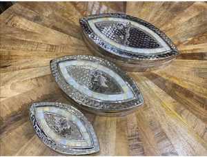 Ensemble de 3 bols de dates modernes pour la maison, hôtel, restaurant, décor de vaisselle, bol de service en bois et métal brun moderne, vaisselle de table - Product Image 4