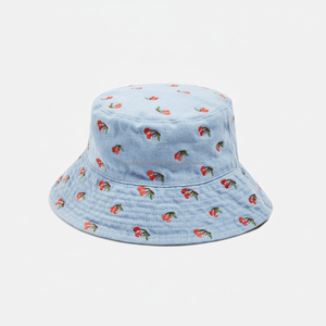 Chapeau Bob Tendance Brodé de Fleurs Marguerites - Chapeau de Soleil d'Été en Coton Doux pour Hommes et Femmes - Product Image 1