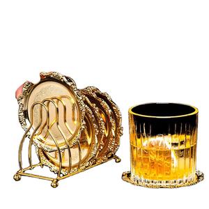 ชุดจานรองแก้วทองแดงแท้ 8 ชิ้น พร้อมที่วางเหล็กทองเหลือง สำหรับตกแต่งงานแต่งงานแบบหรูหรา - Product Image 1