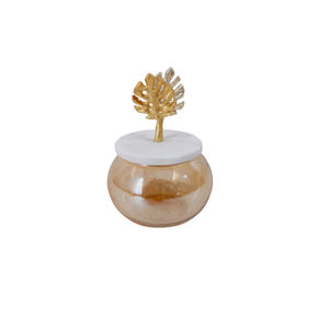 Elegant Candle Wax Storage Jar With Aluminum Leaf Design <b>Top</b> Perfect for Home and Wedding Decor - Product Image 1