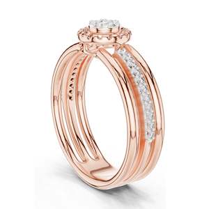 Anillo Halo con Diamante de Laboratorio Redondo Brillante de 0.19 CT para Mujer, Claridad VVS-VS EF, Oro de 18K, 14K, 10K y Plata 925, Moissanita - Product Image 5