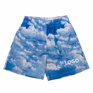 Shorts de basket-ball en toile épaisse à double couche avec logo personnalisé par sublimation, décontractés, écologiques, pour hommes - Product Image 2