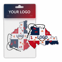 Ambientador de Coche Personalizado con Logotipo de la Bandera de República Dominicana en Forma de Mapa, de Cartón Grueso, Regalo Promocional para Talleres de Detallado de Automóviles