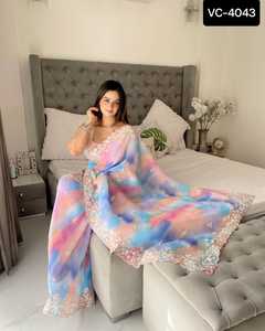 Vêtements indiens et pakistanais, saris, vêtements traditionnels indiens, sari avec travail de tissage lourd et blouse - Product Image 2