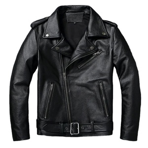 Veste de moto en cuir de vachette de haute qualité pour hommes manteau court de motard en toile à capuche printemps hiver nouvelle veste en cuir naturel pour hommes - Product Image 2