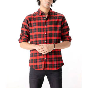 Nuevo diseño camisas de franela a cuadros para hombres venta al por mayor de corte regular de manga larga con dobladillo redondo Unisex de talla grande ropa de calle personalizada OEM - Product Image 5