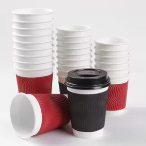 Papier de luxe anti-fuite 360ml (12oz) DNGLE-Wall biodégradable recyclable jetable verres déterrer des couleurs pour mur de café - Product Image 2