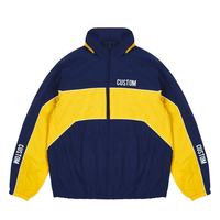 Veste de survêtement vintage en nylon zippée coupe-vent pour homme, personnalisable, color block, légère, chaude, pour le football et le sport, col montant, logo frontal