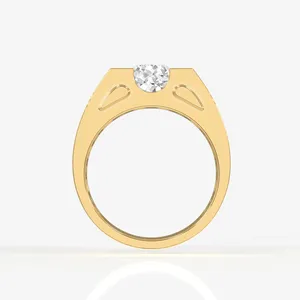 Albert <b>Men's</b> 9K Gold <b>Ring</b> with Portuguese Cut Moissanite Diamond Stylish <b>Ring</b> <b>for</b> <b>Men</b> - Product Image 5