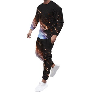 Chándal de manga larga de talla grande para hombre, chándal informal sólido para correr, chándales con bolsillos, conjunto de entrenamiento informal de 2 piezas - Product Image 1