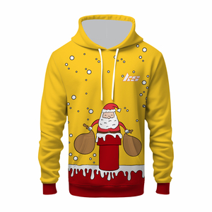 Sweat-shirt à capuche brodé de Noël en coton 100% pour l'hiver, décontracté, uni, teint, manches longues, vêtements de sport de haute qualité - Product Image 2