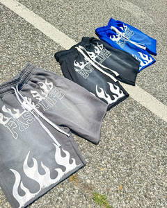 Personnalisé 400sm 100% Coton Hommes Poids Lourd Cordon De Serrage À La Taille Short Soleil Délavé Lavé À La Pierre Lavé À L'acide Surdimensionné Écran Solide - Product Image 1