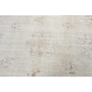 พรมวินเทจสไตล์ตุรกี ขนาด 5.5x9.3 ฟุต พรมขนาดใหญ่ สีขาวน้ำตาล พรมขนสัตว์แท้ - Product Image 5