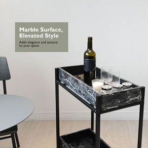 Carrito rodante de tubería de hierro duradero, Panel laminado, diseño desmontable, estante de servicio multiuso - Product Image 4