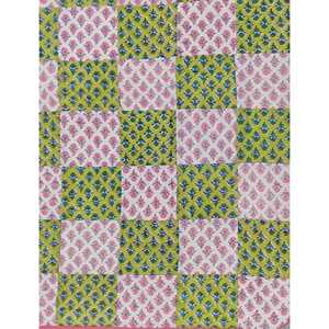 Colcha Individual de Algodón con Estampado Tradicional Hecho a Mano, Diseño Floral Kantha, para el Hogar, Hecha a Mano, para Verano - Product Image 2