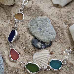 Conjunto de Pulseras de Cristal Marino Arcoíris en Plata, Pulsera de Cristal Marino Genuino, Regalo para Amantes del Océano - Product Image 5