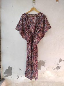 Caftan décontracté imprimé Bagru pour femmes Sarong doux coton indien vêtements de plage nouveau caftan imprimé en bloc impression numérique de taille naturelle - Product Image 6