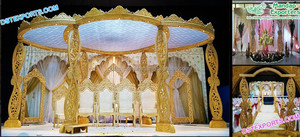 Srilankan Ceremonia DE BODA Paisley Diseño Mandap Decoración de boda al aire libre Pavo real Vidhi Mandap Último estilo Paisley Boda Mandap - Product Image 4