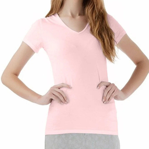 T-shirts décontractés à manches longues en coton uni et à manches longues pour femmes, t-shirts à col en V respirants pour l'hiver et l'automne - Product Image 1