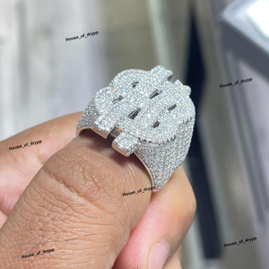 <b>Silver</b> Dollar Sign <b>Ring</b> <b>Silver</b> Iced Out Money Symbol <b>Silver</b> <b>Statement</b> <b>Ring</b> - Product Image 3
