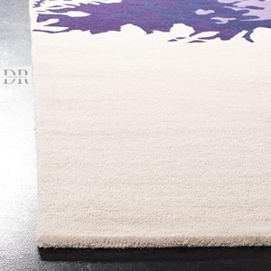 Tapis de luxe élégant en laine motif feuille blanche violette Tapis botanique d'automne tissé à la main Logo personnalisé de haute qualité Plancher de maison - Product Image 4