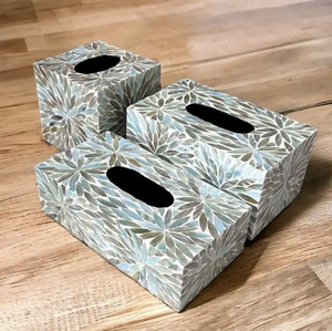 Caja de papel tisú con incrustaciones de nácar para Decoración de mesa, caja de papel tisú Real MOP con concha marina de aspecto Premium - Product Image 1
