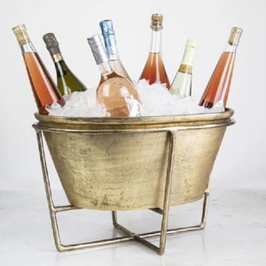 Cubo de hielo ovalado de metal de latón, Tina de vino de latón para interior, exterior, restaurante, Cubo de cerveza para fiesta, Bar, hogar, boda, venta al por mayor 2025 - Product Image 6
