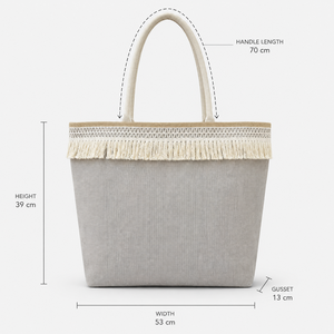 Wholesale <b>Large</b> Grey Fringed PP Laminated Jute <b>Beach</b> Tote <b>Bag</b> Rope Handles Custom Logo Eco Friendly Reusable Shopping Travel <b>Bag</b> - Product Image 3