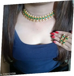 Fabricante indio, collar Kundan chapado en oro, conjunto de joyas con pendientes para mujer, ropa de fiesta de alta calidad - Product Image 2